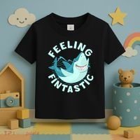 Funny Shark Feeling Fintastic Shark Week Fan Toddler T-Shirt thumb 3