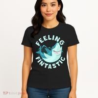 Funny Shark Feeling Fintastic Shark Week Fan Women's T-Shirt thumb 4