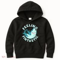 Funny Shark Feeling Fintastic Shark Week Fan Kids Hoodie thumb 0
