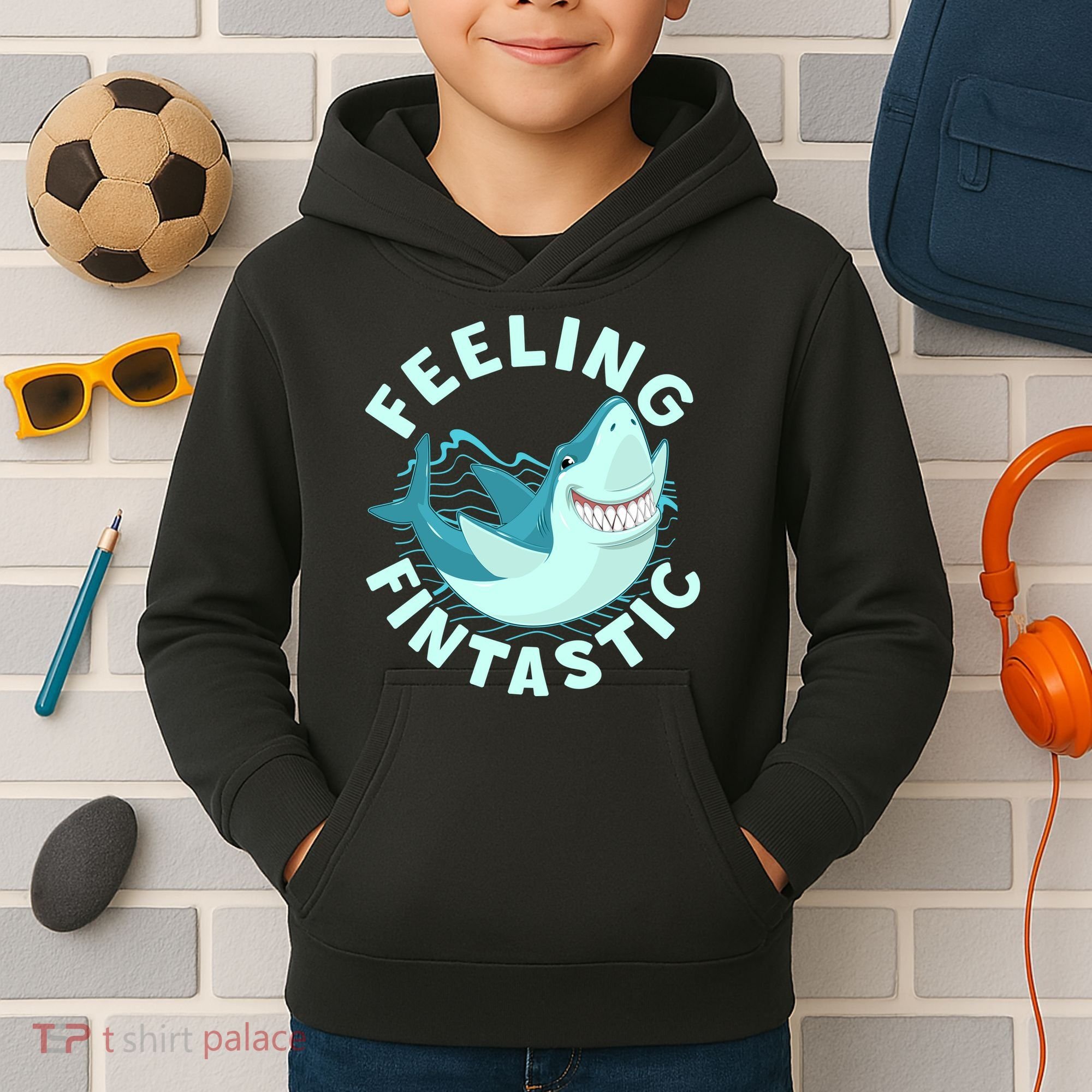 Funny Shark Feeling Fintastic Shark Week Fan Kids Hoodie