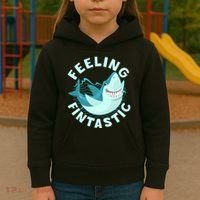 Funny Shark Feeling Fintastic Shark Week Fan Kids Hoodie thumb 3