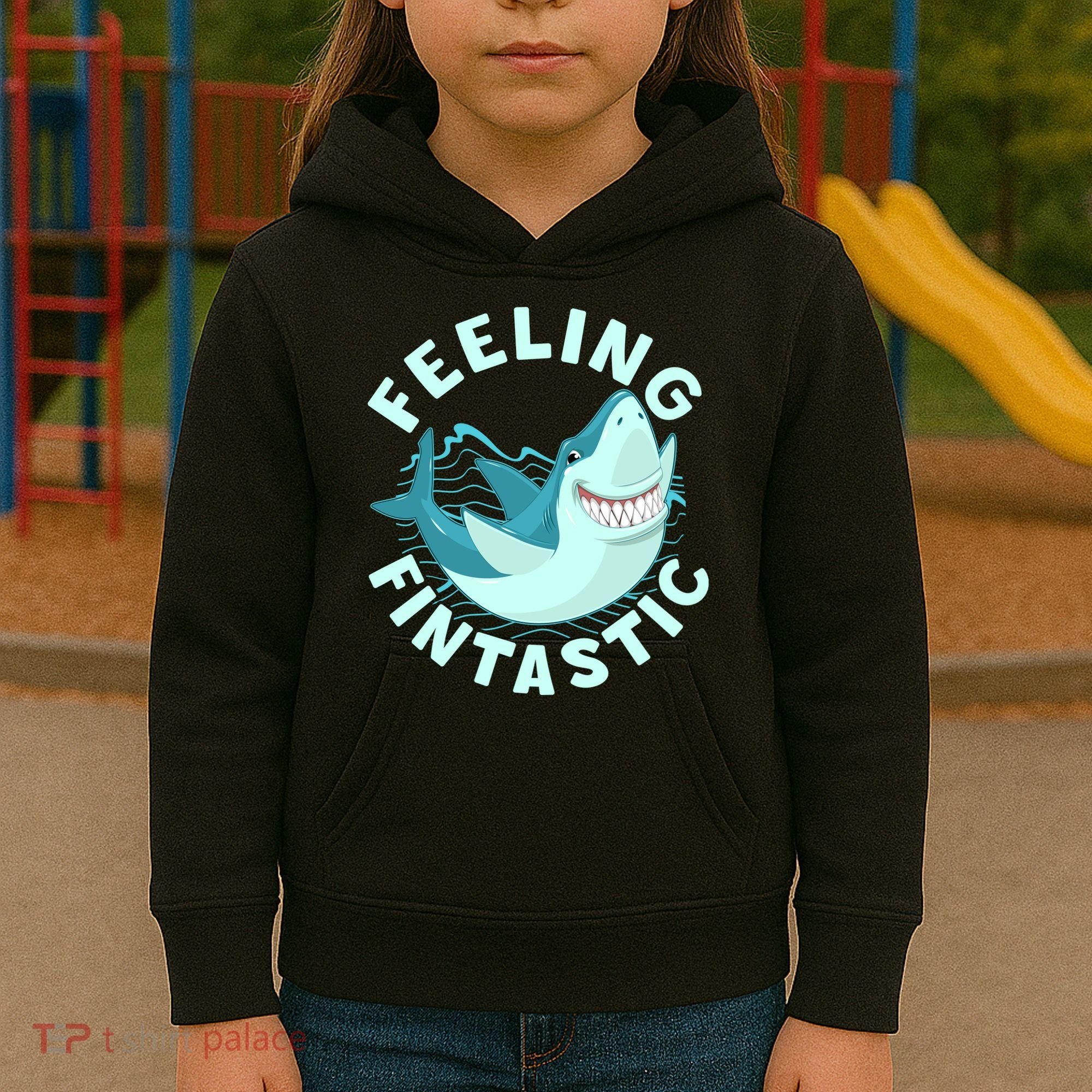 Funny Shark Feeling Fintastic Shark Week Fan Kids Hoodie