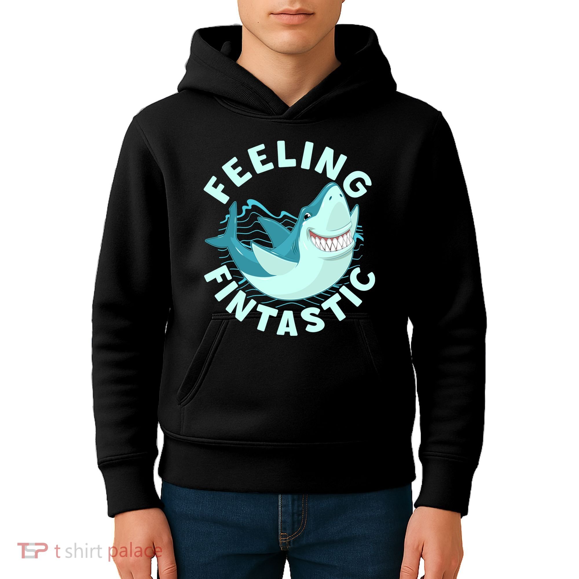 Funny Shark Feeling Fintastic Shark Week Fan Kids Hoodie