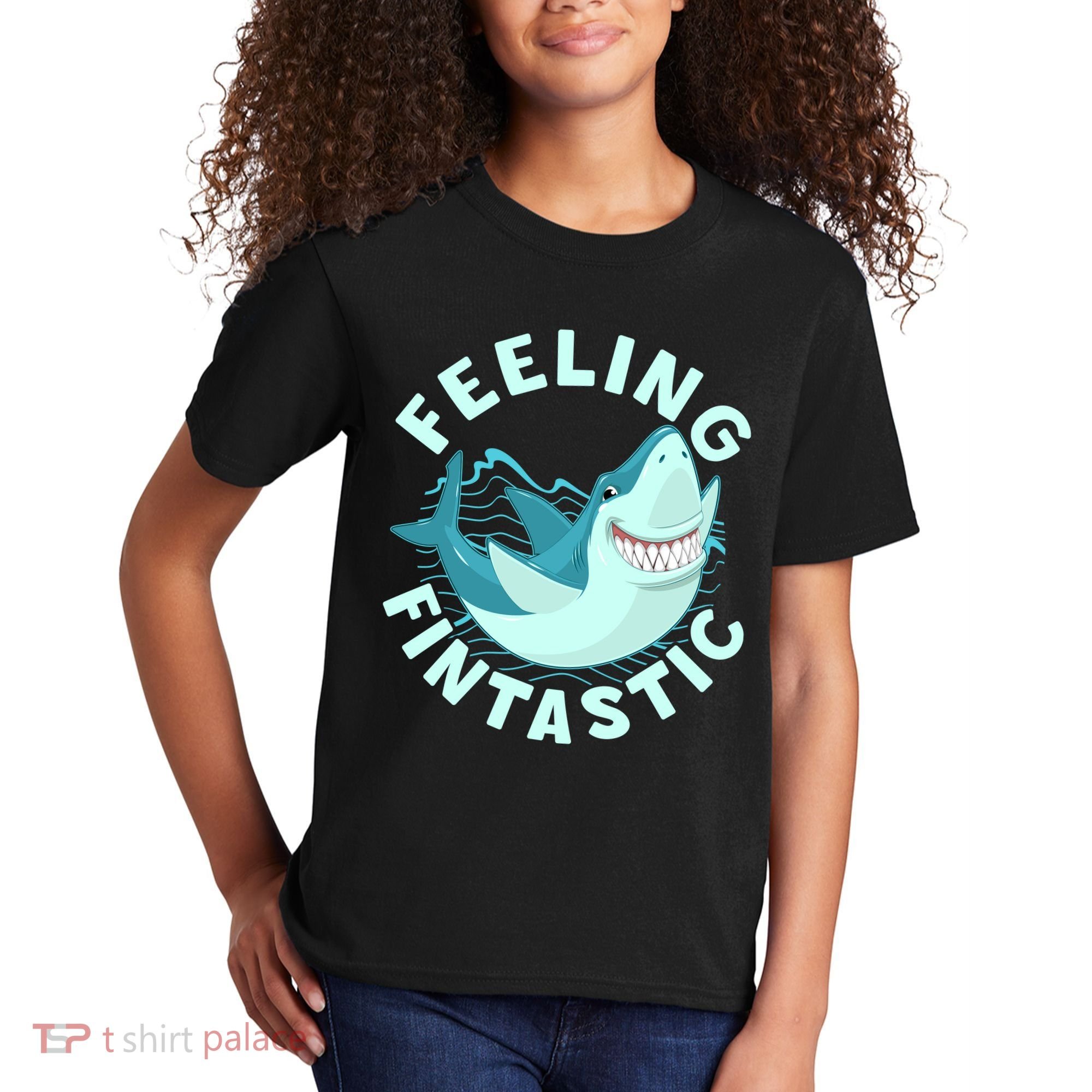 Funny Shark Feeling Fintastic Shark Week Fan Kids T-Shirt