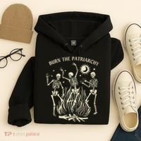 Feminist Skeleton Fun Burn Patriarchy Halloween Rights Hoodie thumb 4