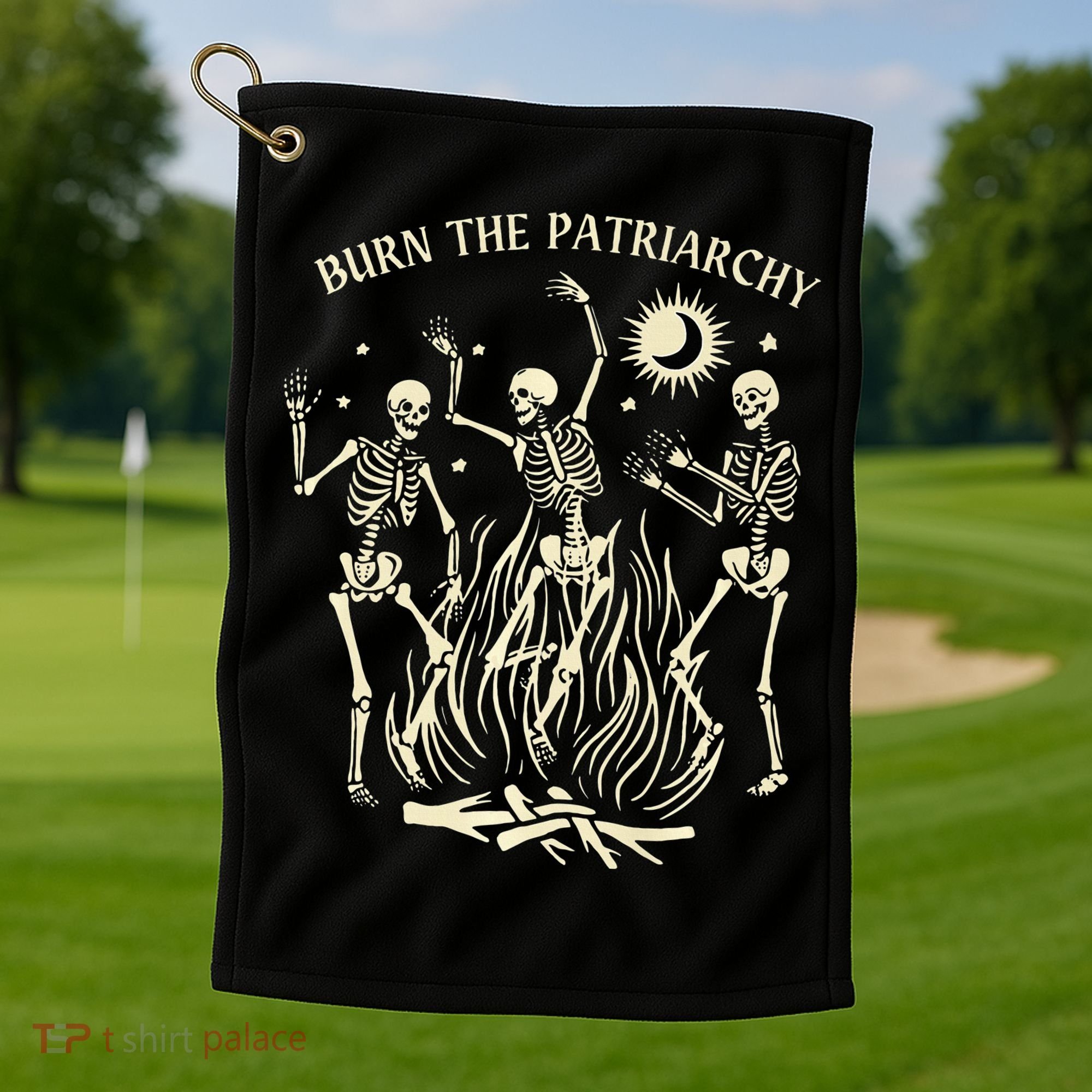 Feminist Skeleton Fun Burn Patriarchy Halloween Rights Golf Towel