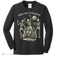 Feminist Skeleton Fun Burn Patriarchy Halloween Rights Kids Long Sleeve Shirt thumb 0