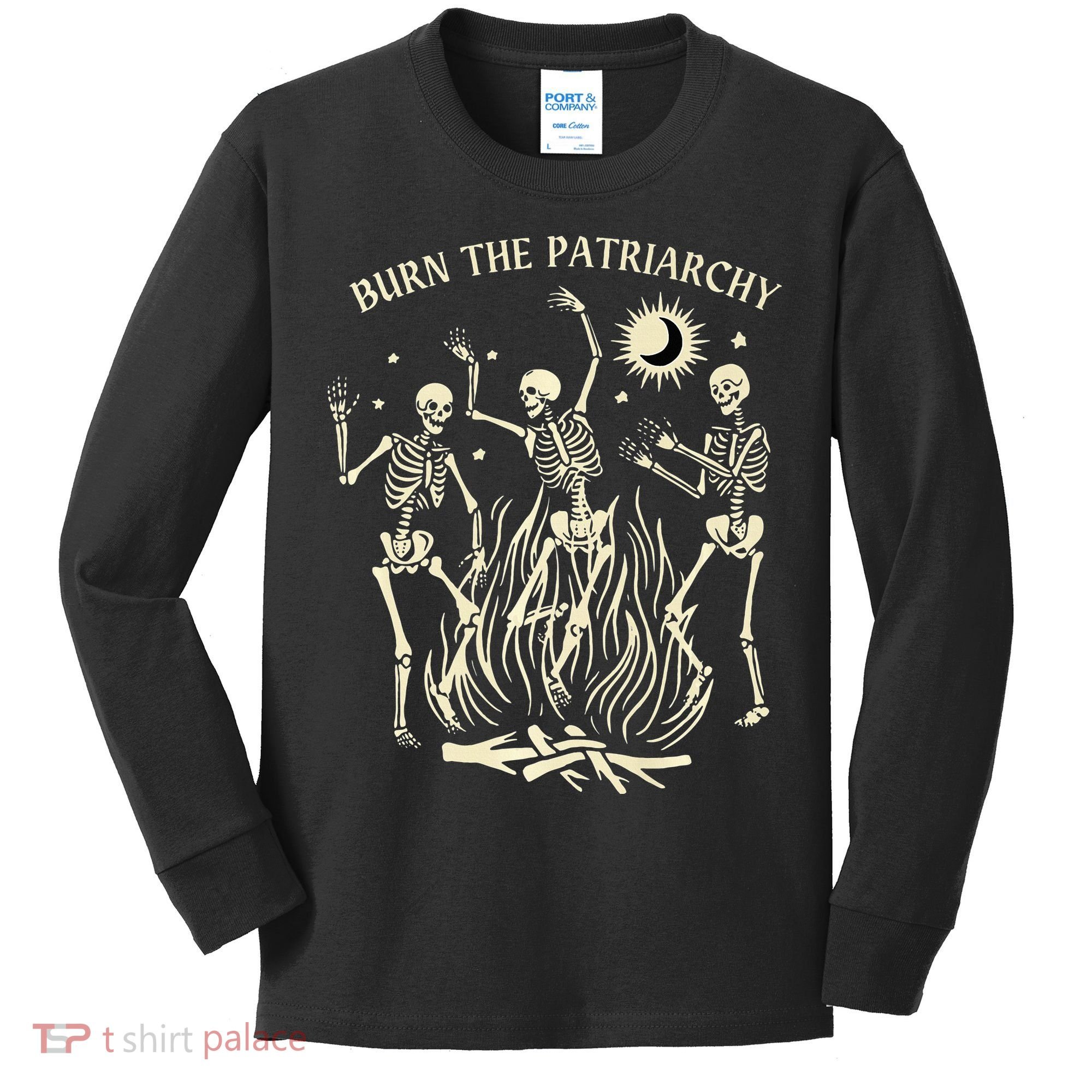 Feminist Skeleton Fun Burn Patriarchy Halloween Rights Kids Long Sleeve Shirt