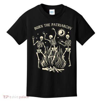 Feminist Skeleton Fun Burn Patriarchy Halloween Rights Kids T-Shirt