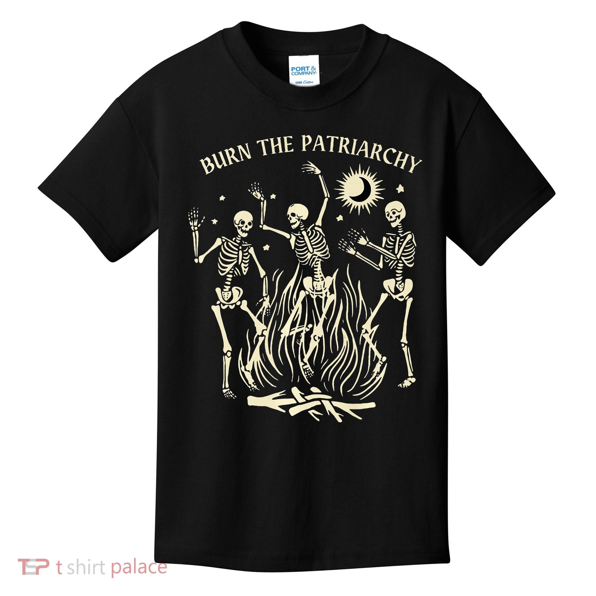Feminist Skeleton Fun Burn Patriarchy Halloween Rights Kids T-Shirt