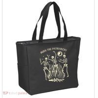 Feminist Skeleton Fun Burn Patriarchy Halloween Rights Tote Bag thumb 2