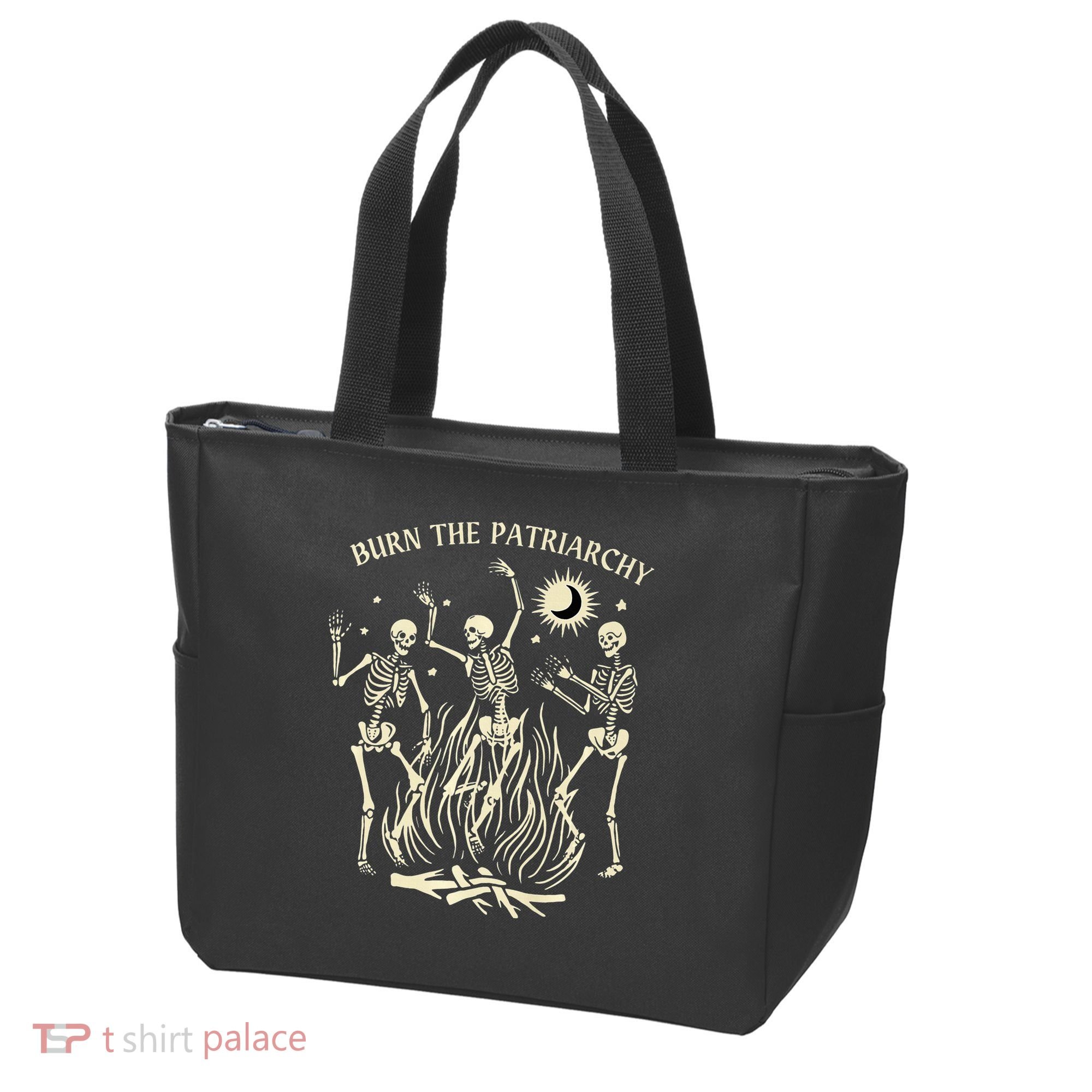 Feminist Skeleton Fun Burn Patriarchy Halloween Rights Tote Bag