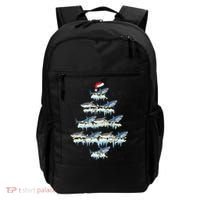 Funny Shark Fish Xmas Lighting Tree Santa Shark Christmas Gift Backpack thumb 0