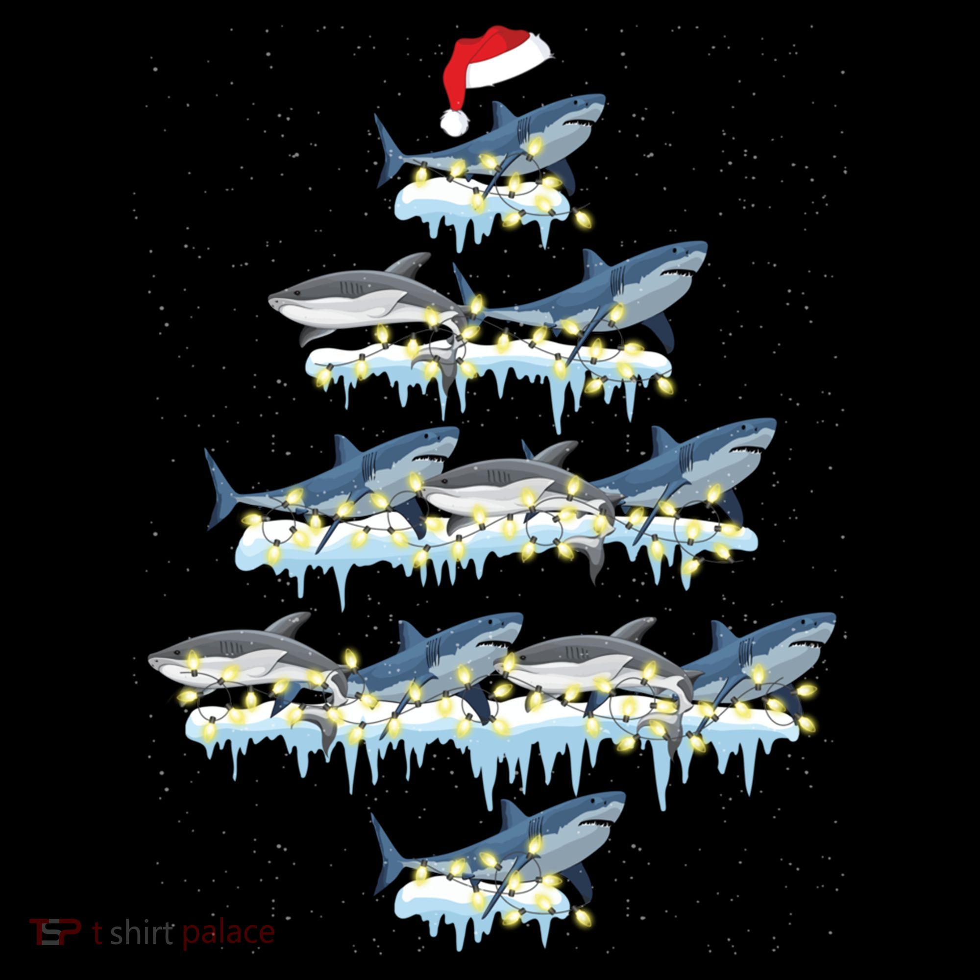 Funny Shark Fish Xmas Lighting Tree Santa Shark Christmas Gift Coffee Mug