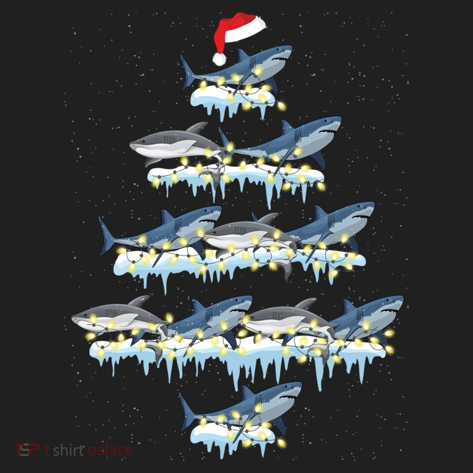 Funny Shark Fish Xmas Lighting Tree Santa Shark Christmas Gift Beanie
