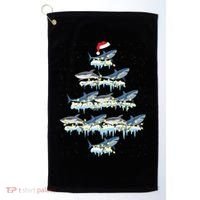 Funny Shark Fish Xmas Lighting Tree Santa Shark Christmas Gift Golf Towel thumb 0