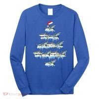 Funny Shark Fish Xmas Lighting Tree Santa Shark Christmas Gift Long Sleeve Shirt thumb 0