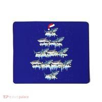 Funny Shark Fish Xmas Lighting Tree Santa Shark Christmas Gift Mousepad thumb 0