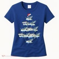 Funny Shark Fish Xmas Lighting Tree Santa Shark Christmas Gift Women's T-Shirt thumb 0