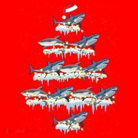 Funny Shark Fish Xmas Lighting Tree Santa Shark Christmas Gift Santa Hat thumb 1