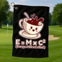 Funny Science Formula E=MC2 Energy Milk Coffee Kawaii Golf Towel thumb 1