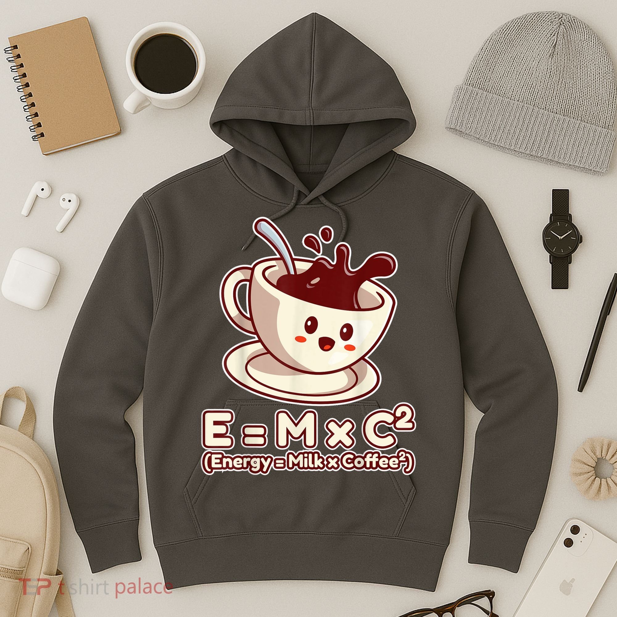 Funny Science Formula E=MC2 Energy Milk Coffee Kawaii Hoodie