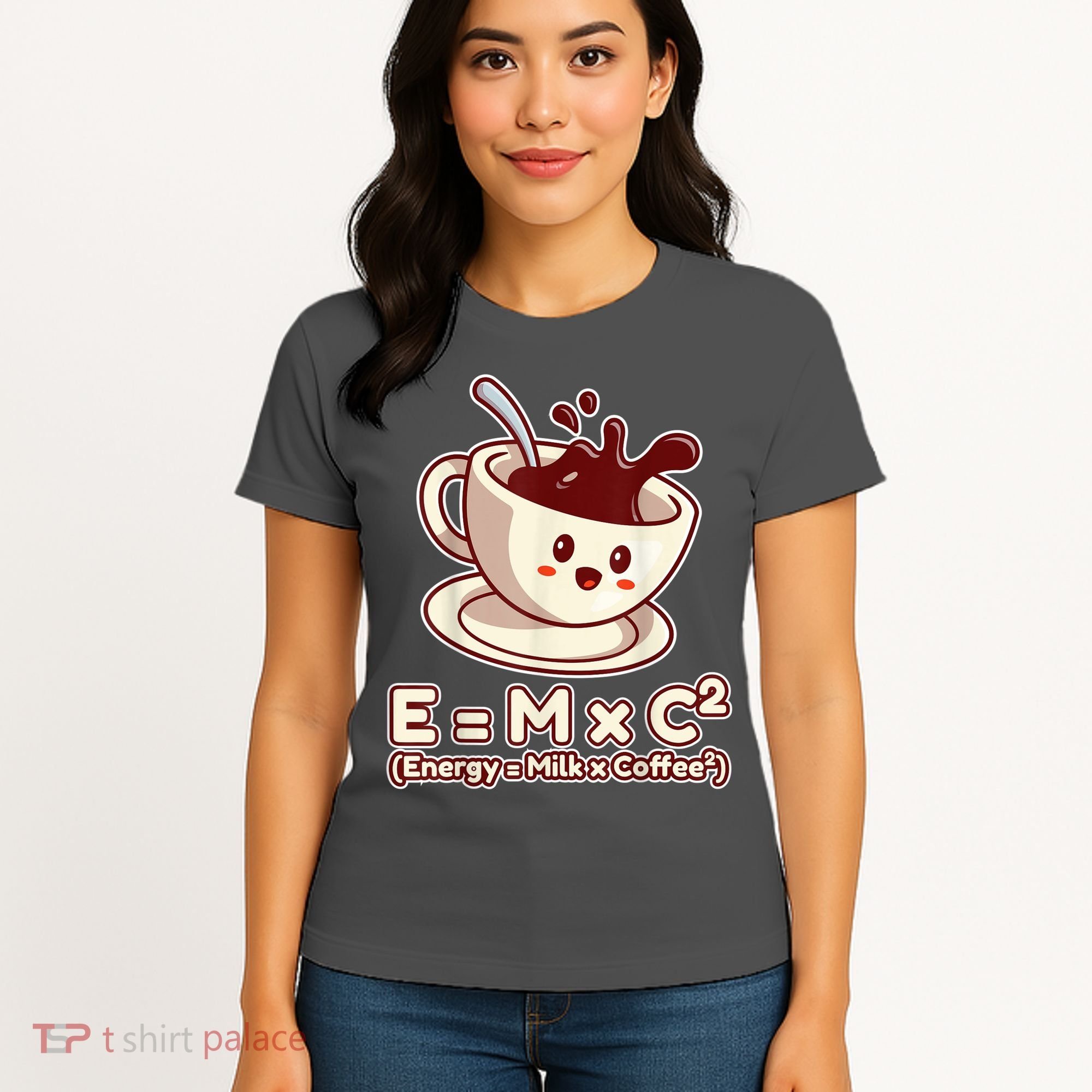 Funny Science Formula E=MC2 Energy Milk Coffee Kawaii Women's T-Shirt