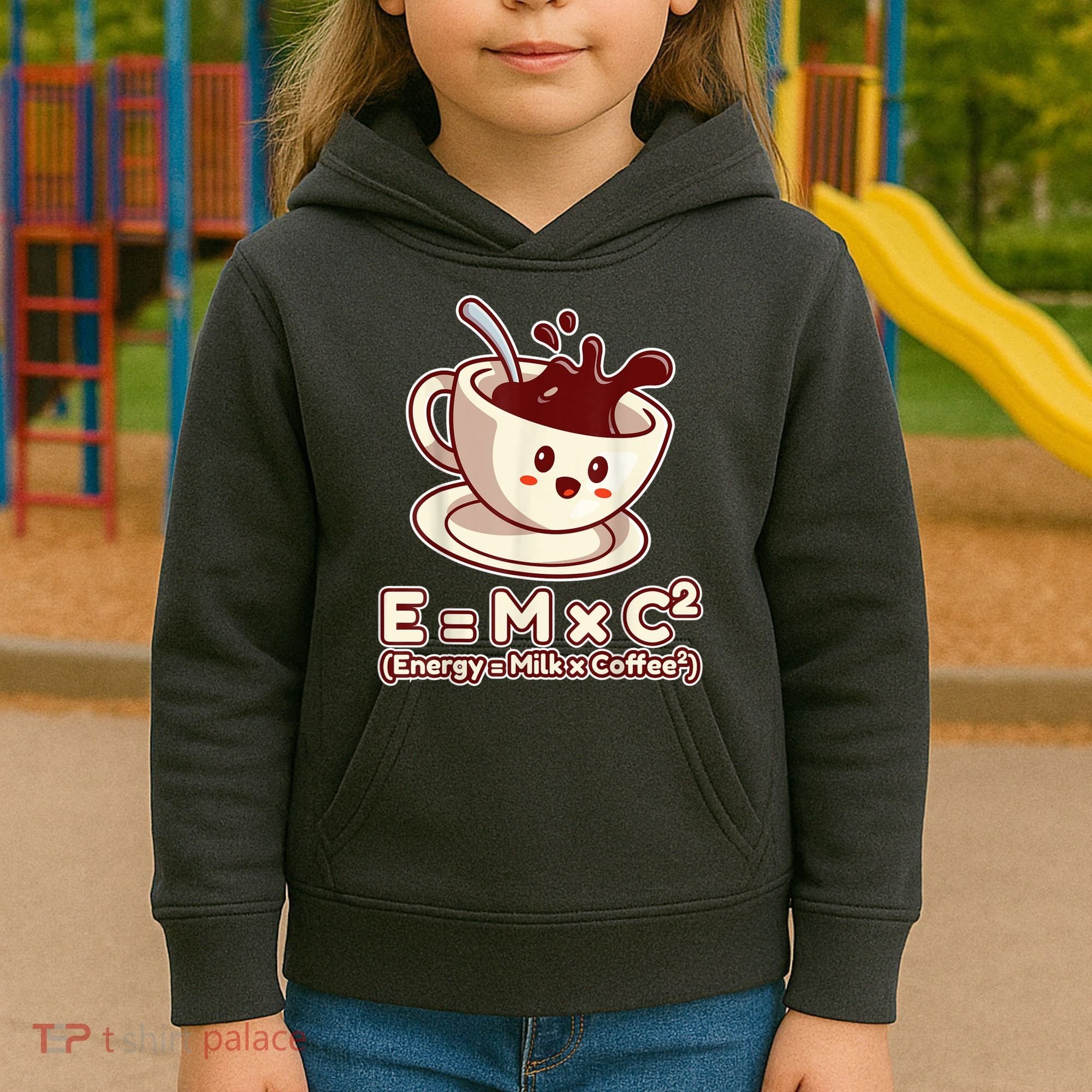 Funny Science Formula E=MC2 Energy Milk Coffee Kawaii Kids Hoodie