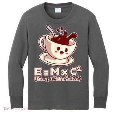 Funny Science Formula E=MC2 Energy Milk Coffee Kawaii Kids Long Sleeve Shirt