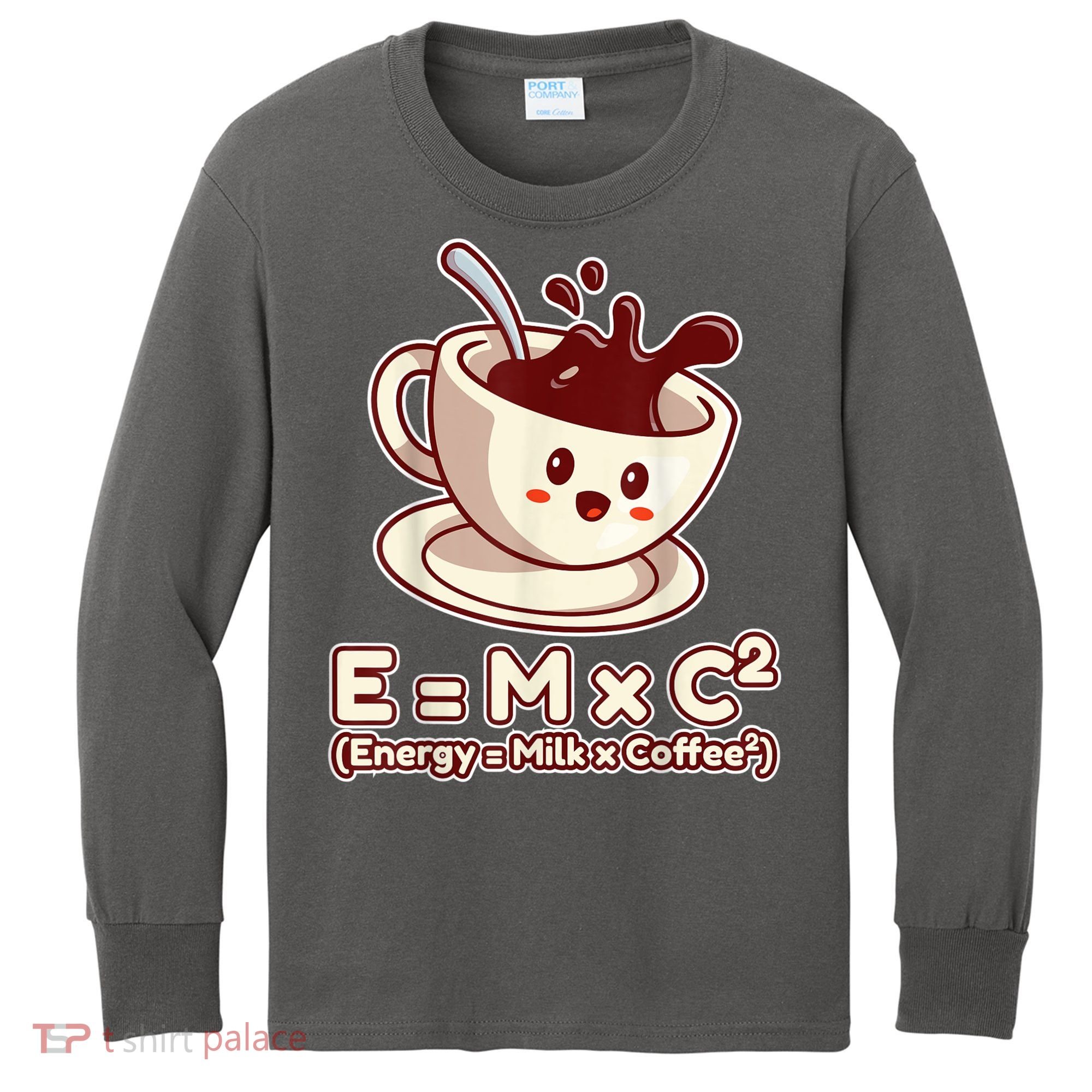 Funny Science Formula E=MC2 Energy Milk Coffee Kawaii Kids Long Sleeve Shirt