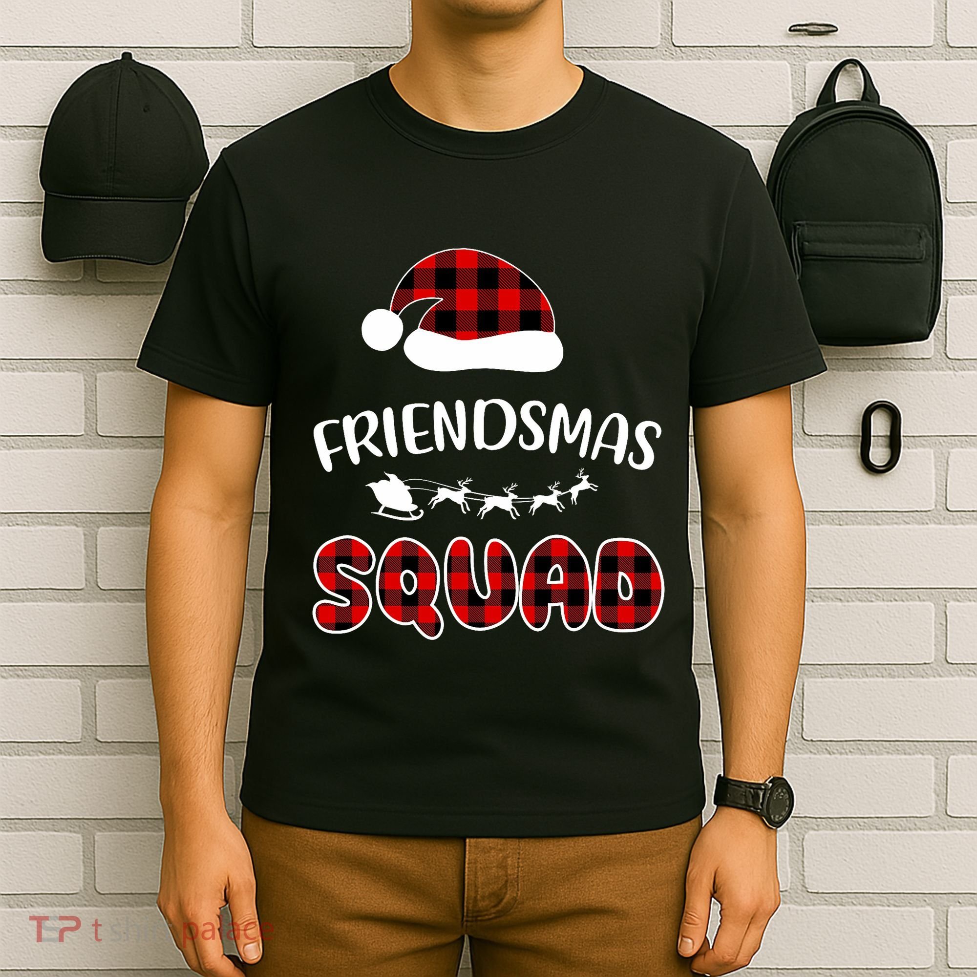 Friendsmas Squad Funny Xmas Light Family Matching Pajamas T-Shirt