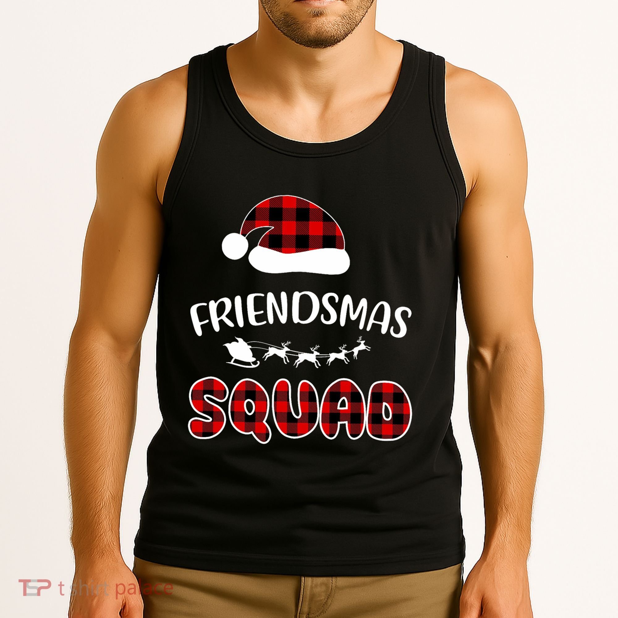 Friendsmas Squad Funny Xmas Light Family Matching Pajamas Tank Top