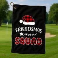 Friendsmas Squad Funny Xmas Light Family Matching Pajamas Golf Towel thumb 1