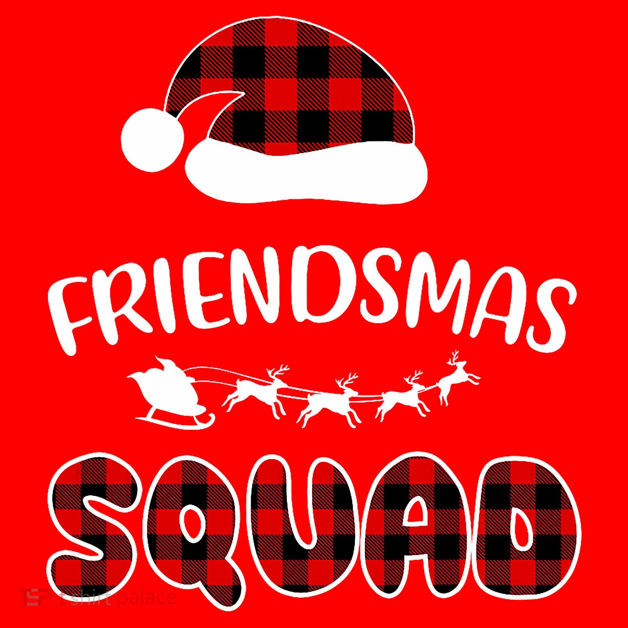 Friendsmas Squad Funny Xmas Light Family Matching Pajamas Santa Hat