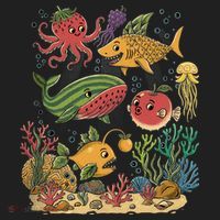Fish Swiming Fruit Women's Sweatshirt thumb 2