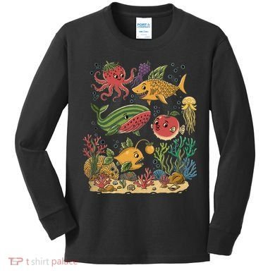 Fish Swiming Fruit Kids Long Sleeve Shirt