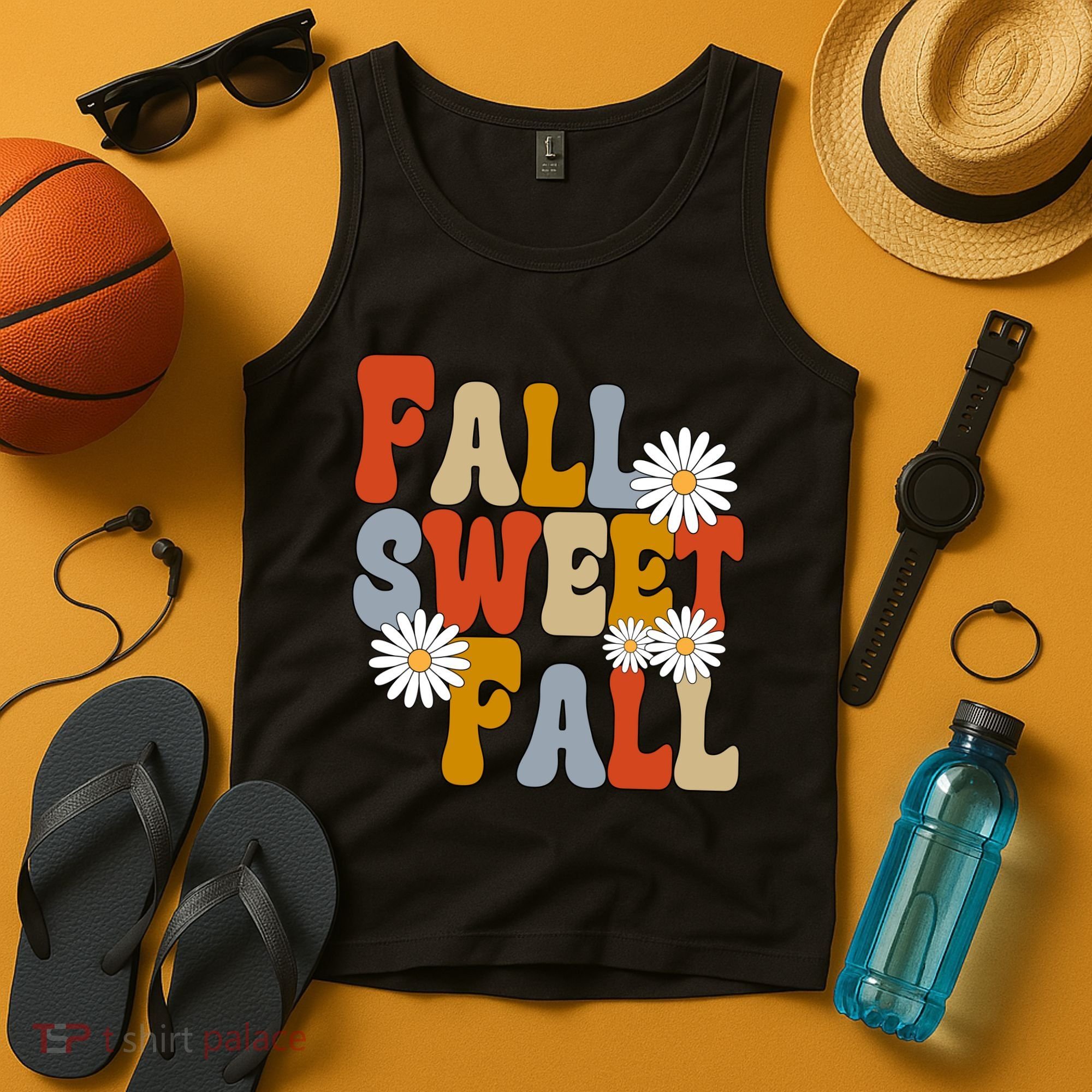 Fall Sweet Fall Retro Flower Tank Top