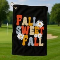 Fall Sweet Fall Retro Flower Golf Towel thumb 1