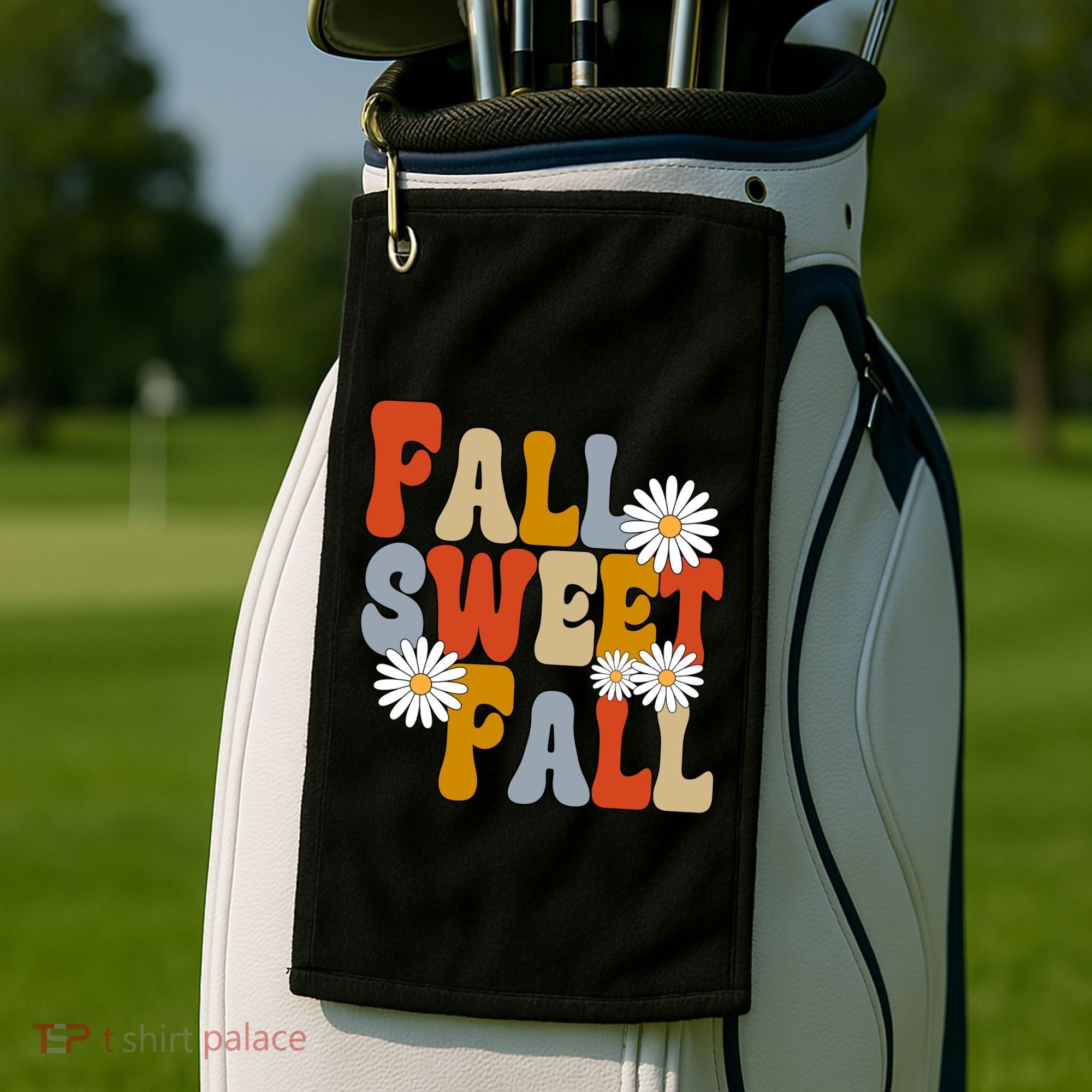 Fall Sweet Fall Retro Flower Golf Towel