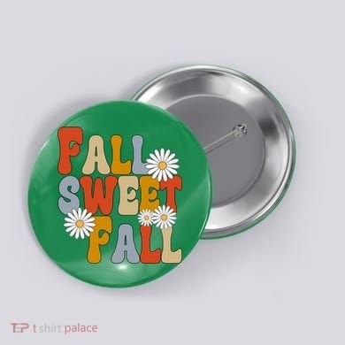 Fall Sweet Fall Retro Flower Button