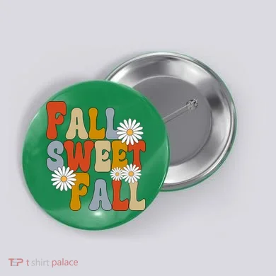 Fall Sweet Fall Retro Flower Button