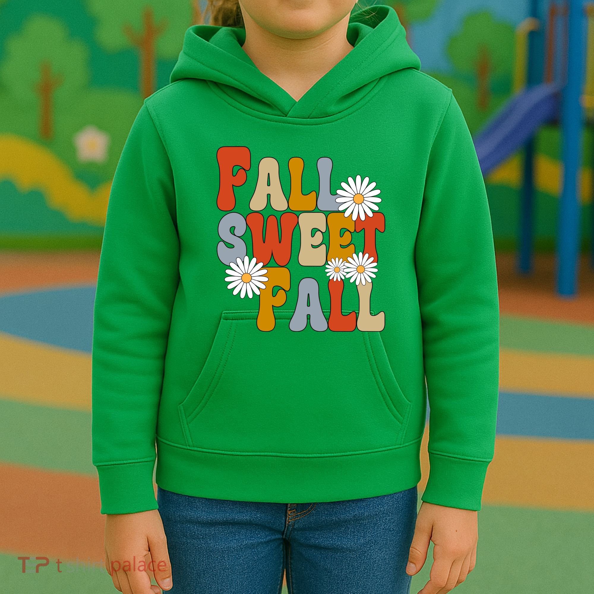 Fall Sweet Fall Retro Flower Kids Hoodie
