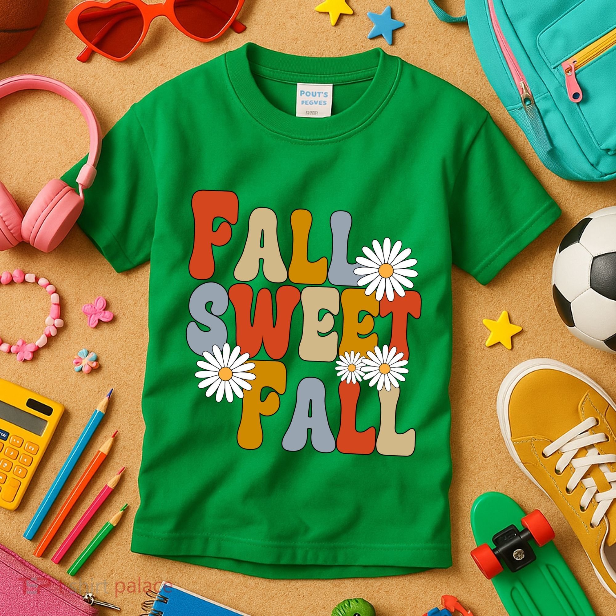 Fall Sweet Fall Retro Flower Kids T-Shirt