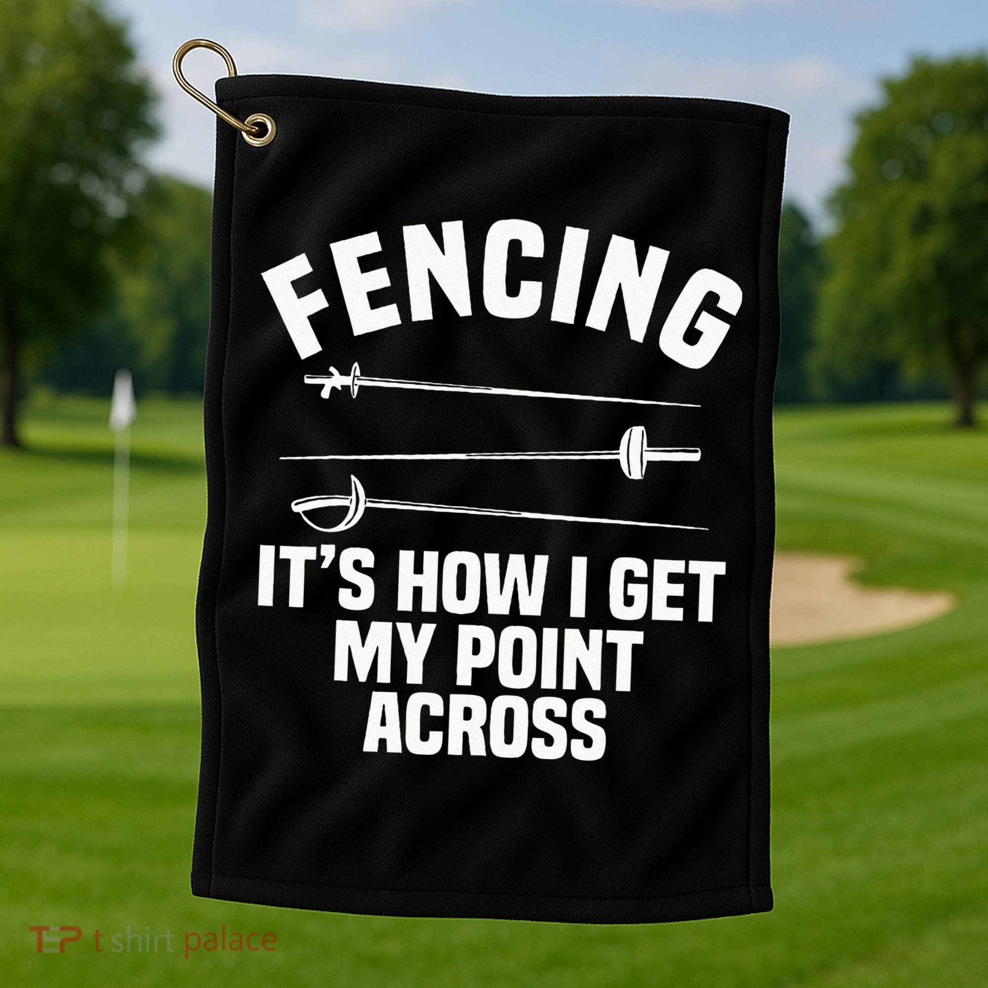 Fencing Sport Fence Foil Epee Sabre Sword Fencer Golf Towel