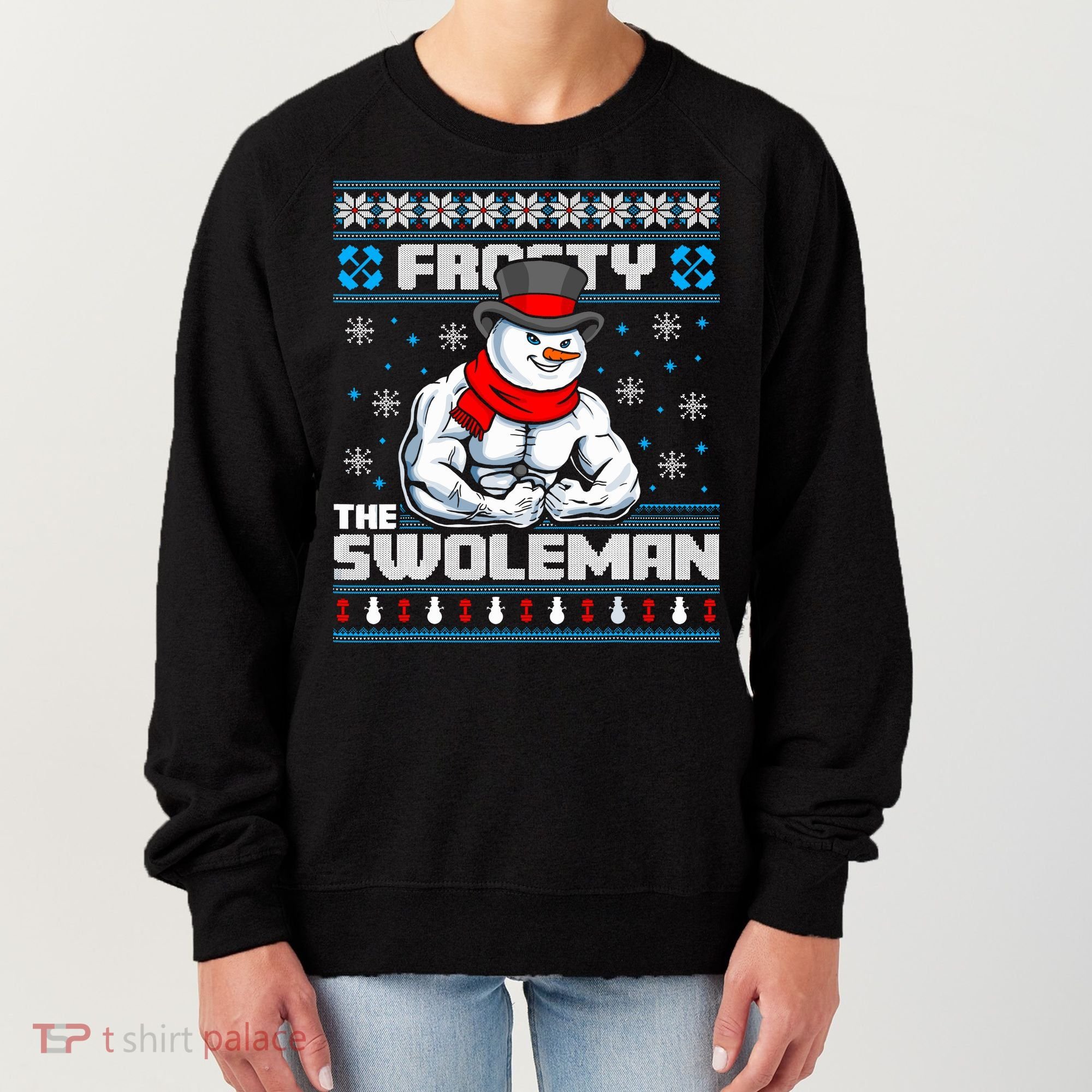 Frosty Swoleman Funny Christmas Workout Gym Weight Lifting Women's Sweatshirt