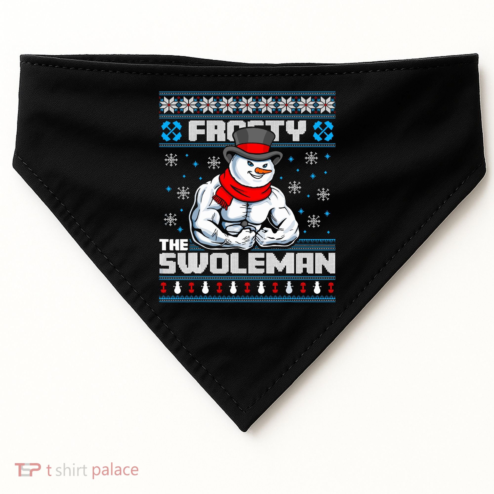 Frosty Swoleman Funny Christmas Workout Gym Weight Lifting USA-Made Doggie Bandana