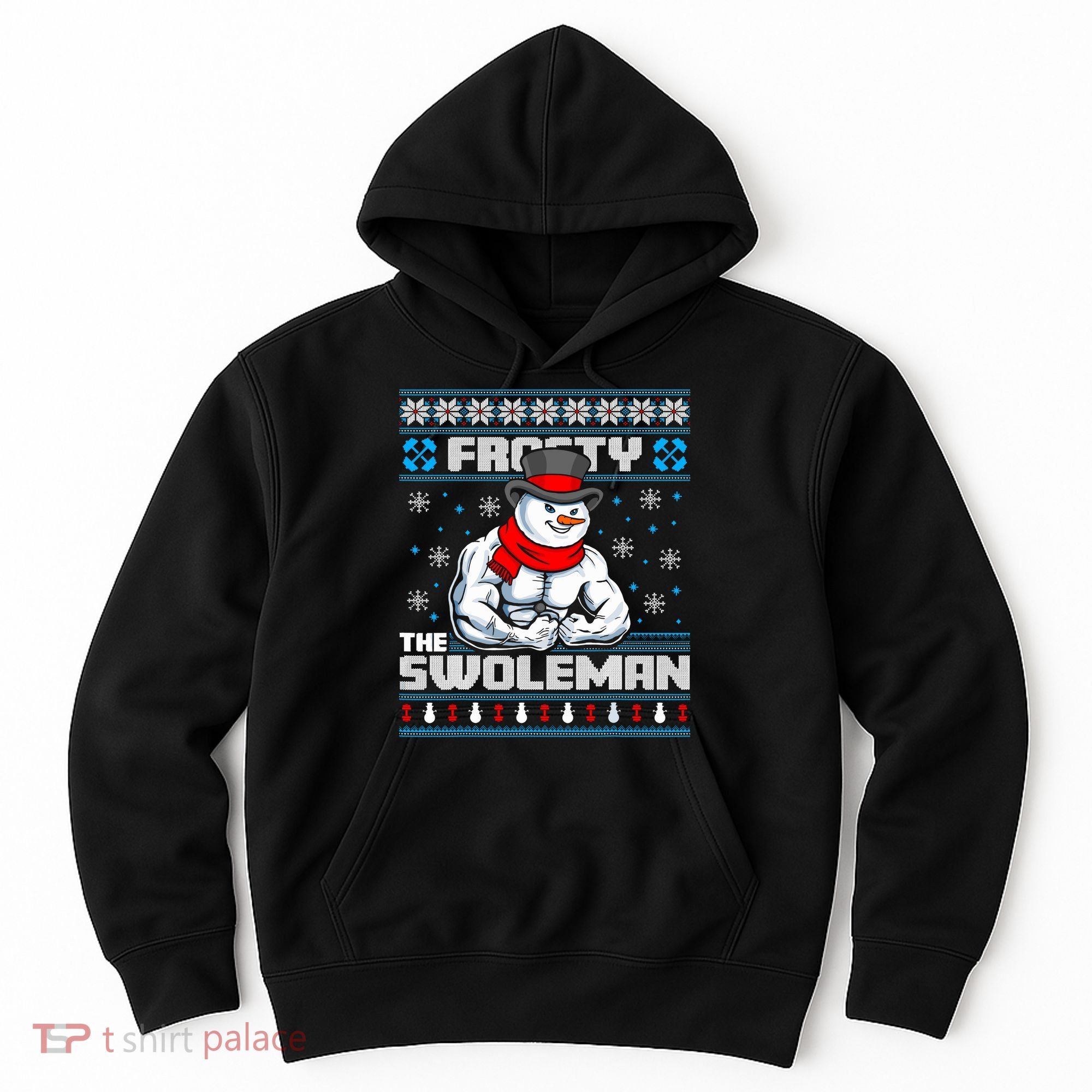 Frosty Swoleman Funny Christmas Workout Gym Weight Lifting Hoodie