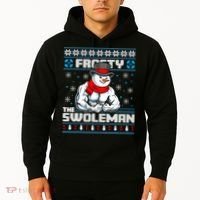 Frosty Swoleman Funny Christmas Workout Gym Weight Lifting Hoodie thumb 2