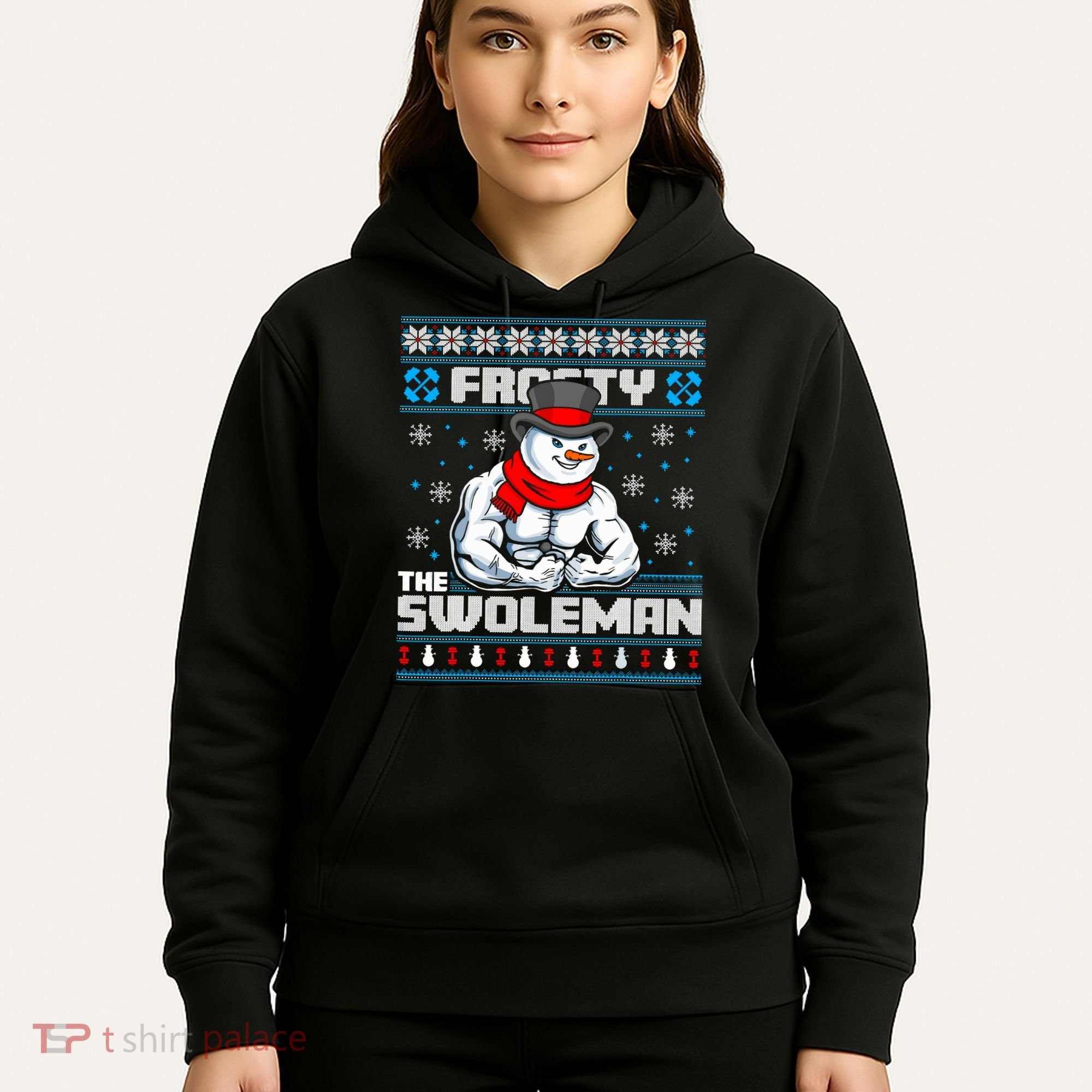 Frosty Swoleman Funny Christmas Workout Gym Weight Lifting Hoodie