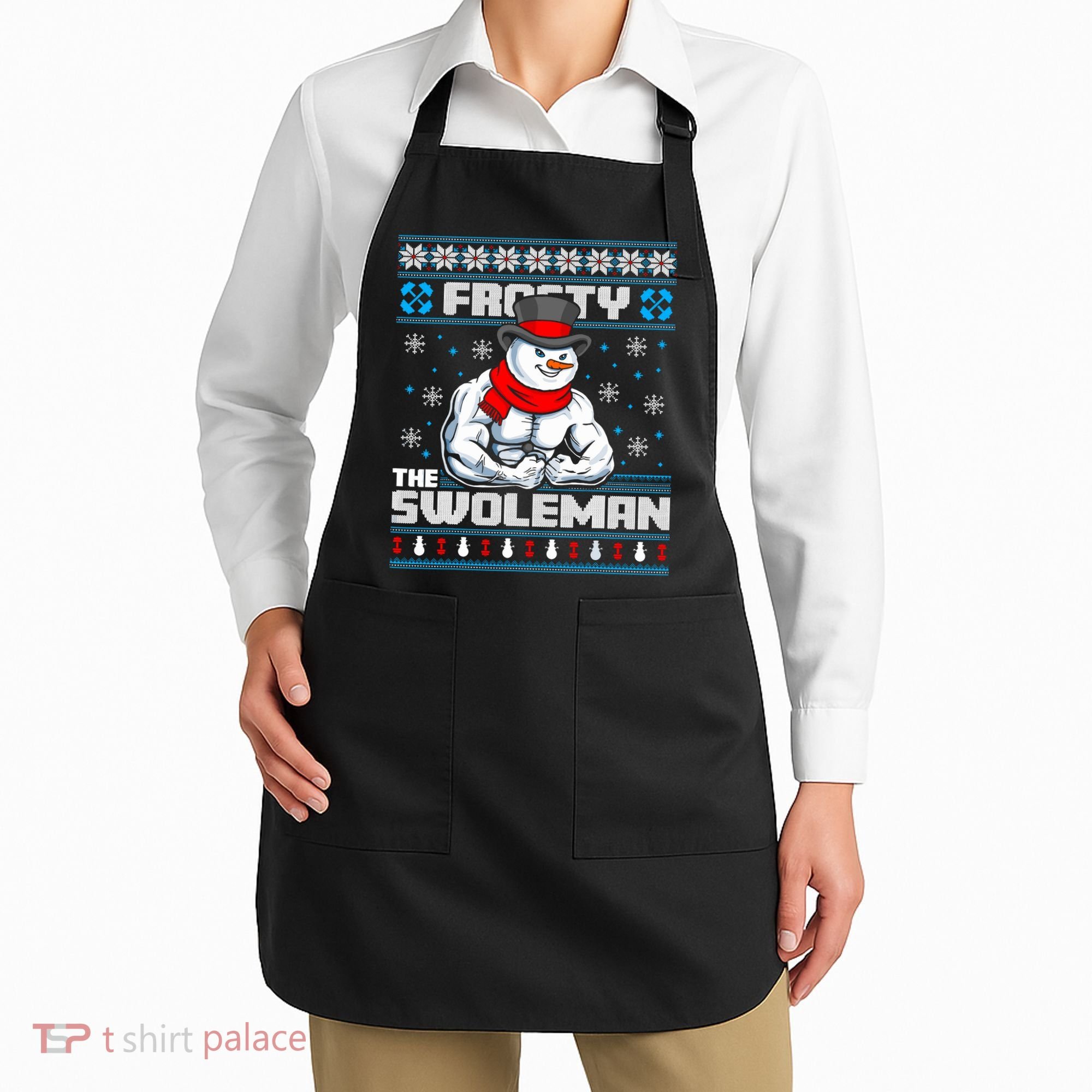 Frosty Swoleman Funny Christmas Workout Gym Weight Lifting Apron